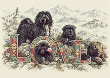 Preview: LOVE - Heritage Collection | Black Tibet Terrier Glas-Schneidebrett